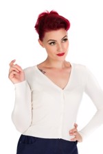 Cardigan, Lady Luck - ivory - kort cardigan med v-hals